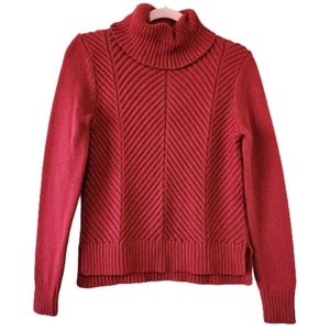BANANA REPUBLIC Factory Dark Red Turtle Neck Textured Knit Sweater Size XS #0391